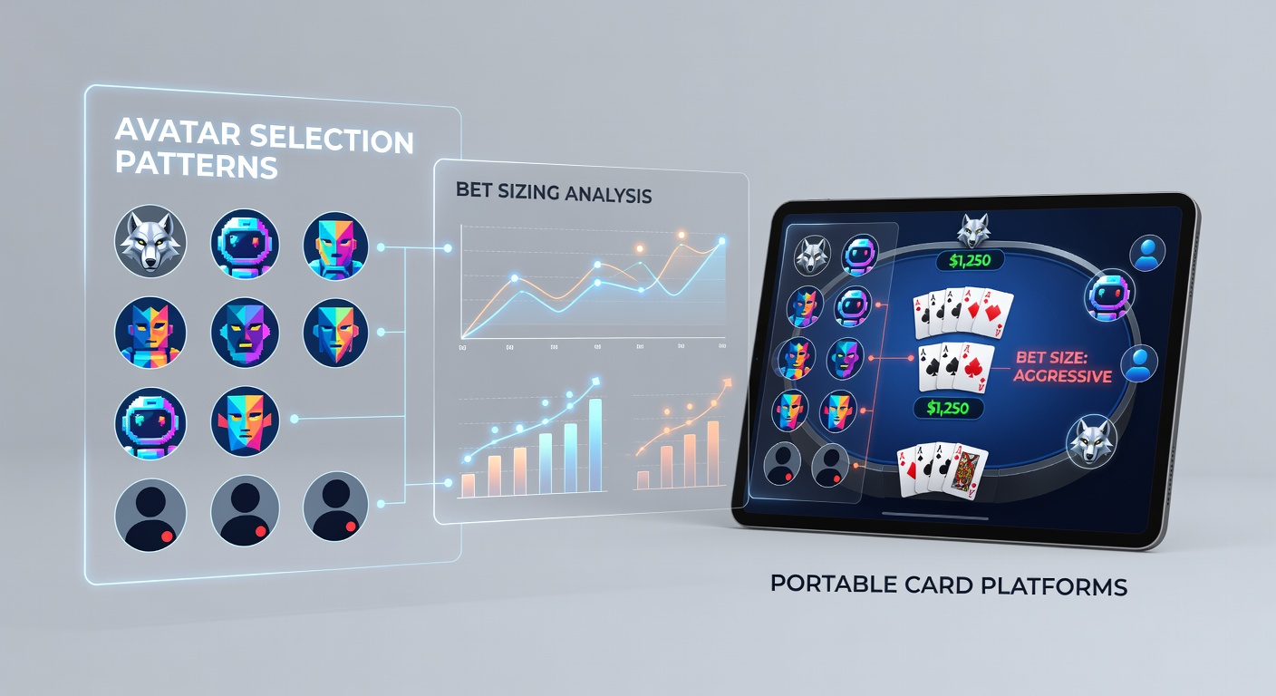 Mobile card game interface showing various avatar options alongside betting controls
