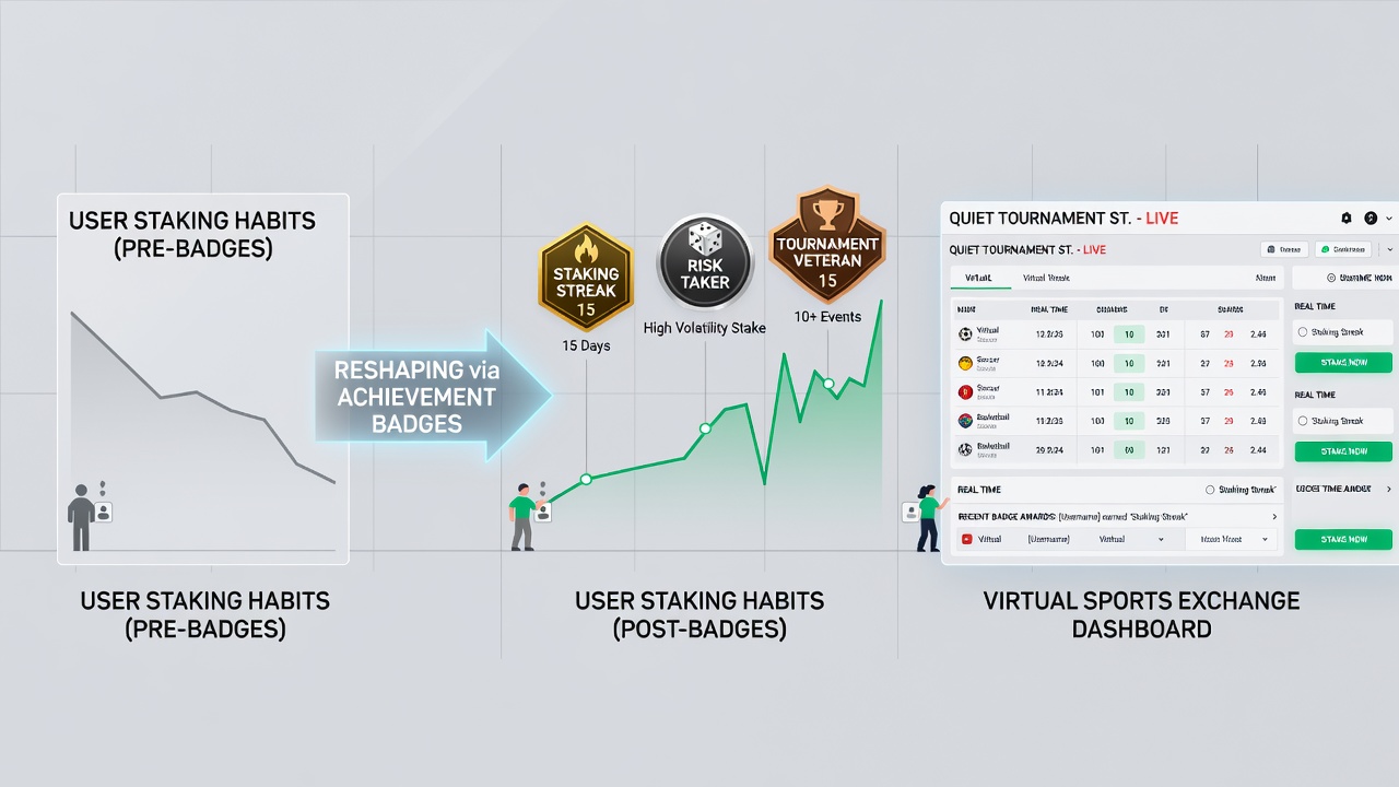 Chart showing staking volume changes correlated with badge achievement milestones on virtual sports platforms