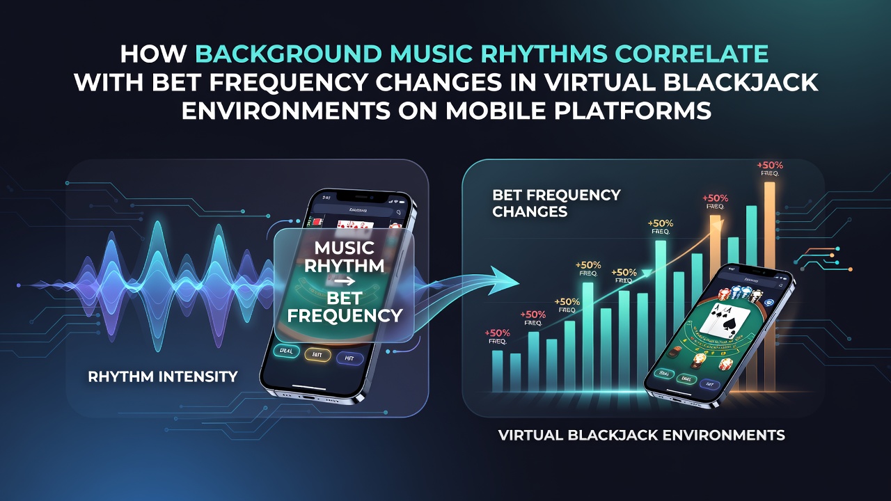 Chart displaying music tempo levels alongside average bet frequency rates recorded across multiple mobile blackjack sessions