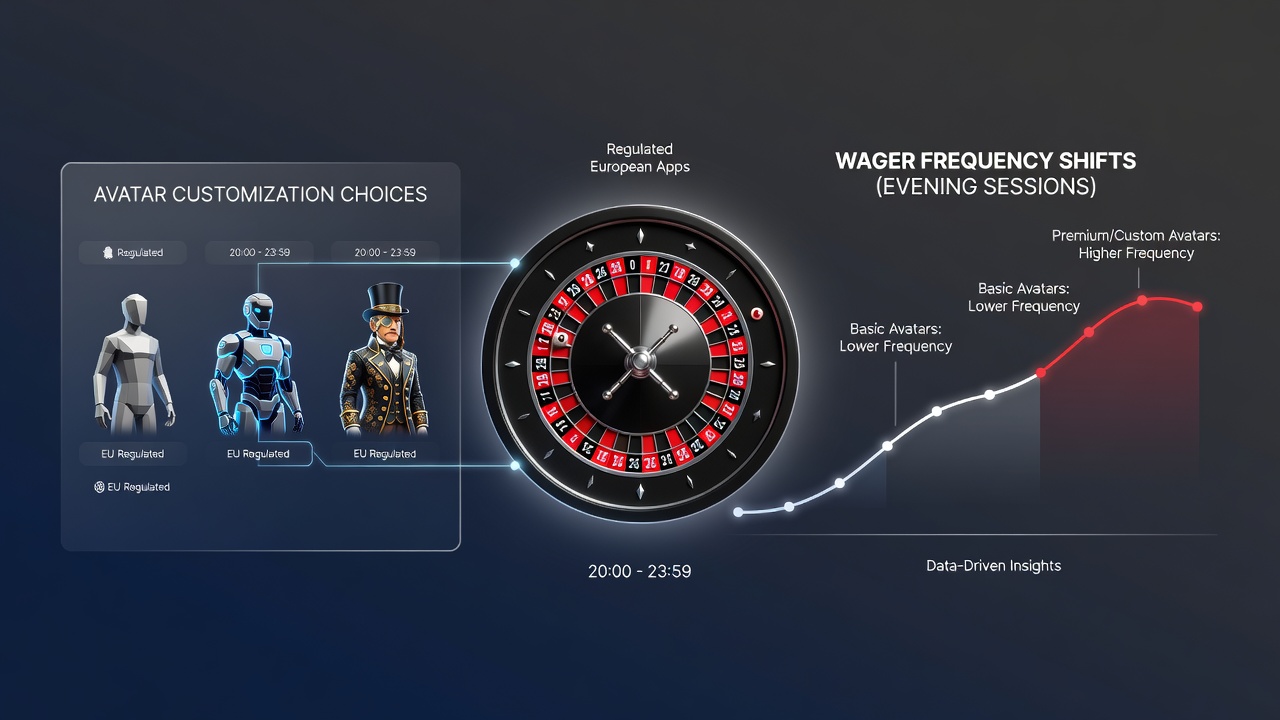 Players selecting avatar options in a virtual roulette interface on a European mobile app