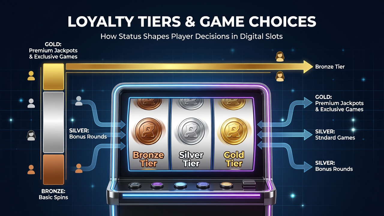 Loyalty program interface showing tier progression and slot game recommendations in a digital casino environment