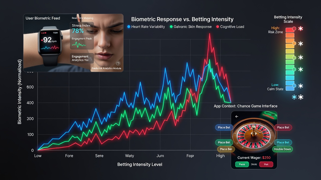 Data visualization showing correlations between heart rate variability and bet size adjustments in chance game applications