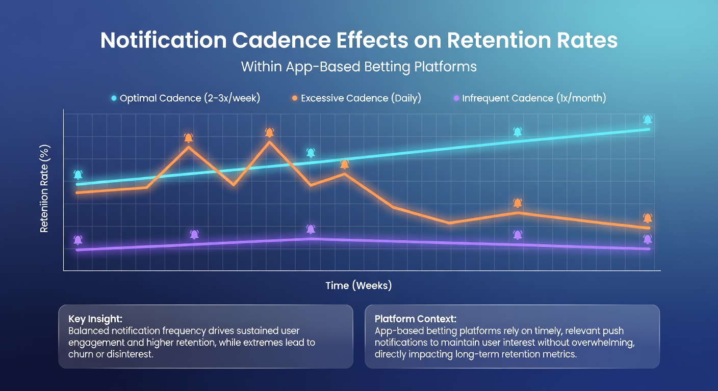 Mobile betting app screen displaying push notification settings and user retention metrics dashboard