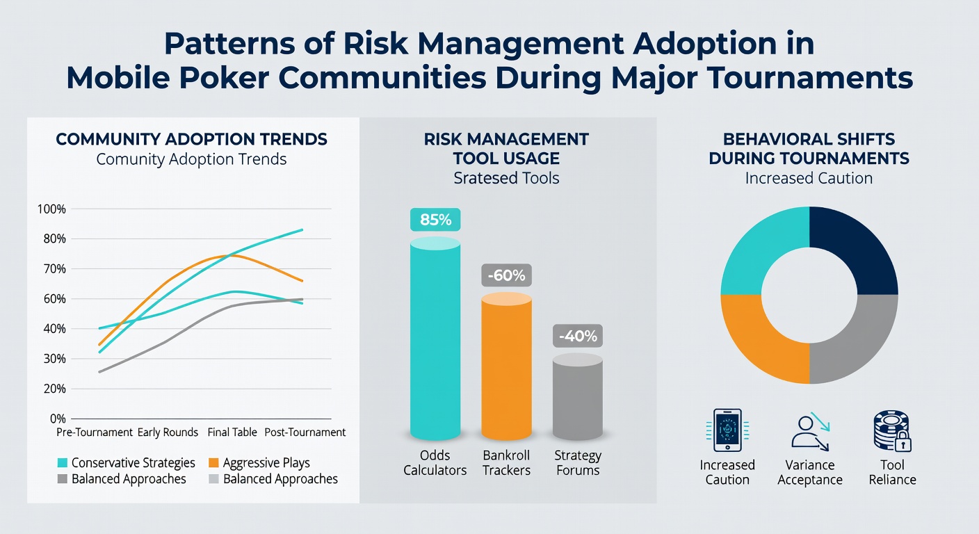 Community discussion on mobile devices about poker risk tools during tournament play